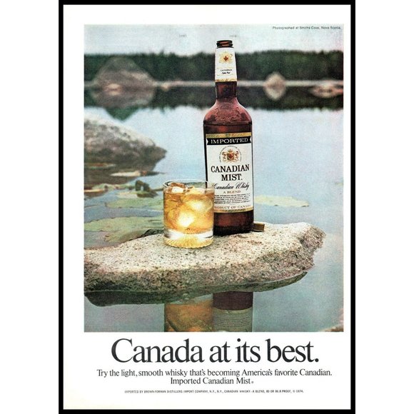 1974 Canadian Mist Whisky Whiskey Vintage Print Ad Smith's Cove Nova Scotia Art - Picture 1 of 1